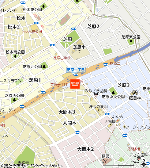 イオンバイク浦和芝原店付近の地図